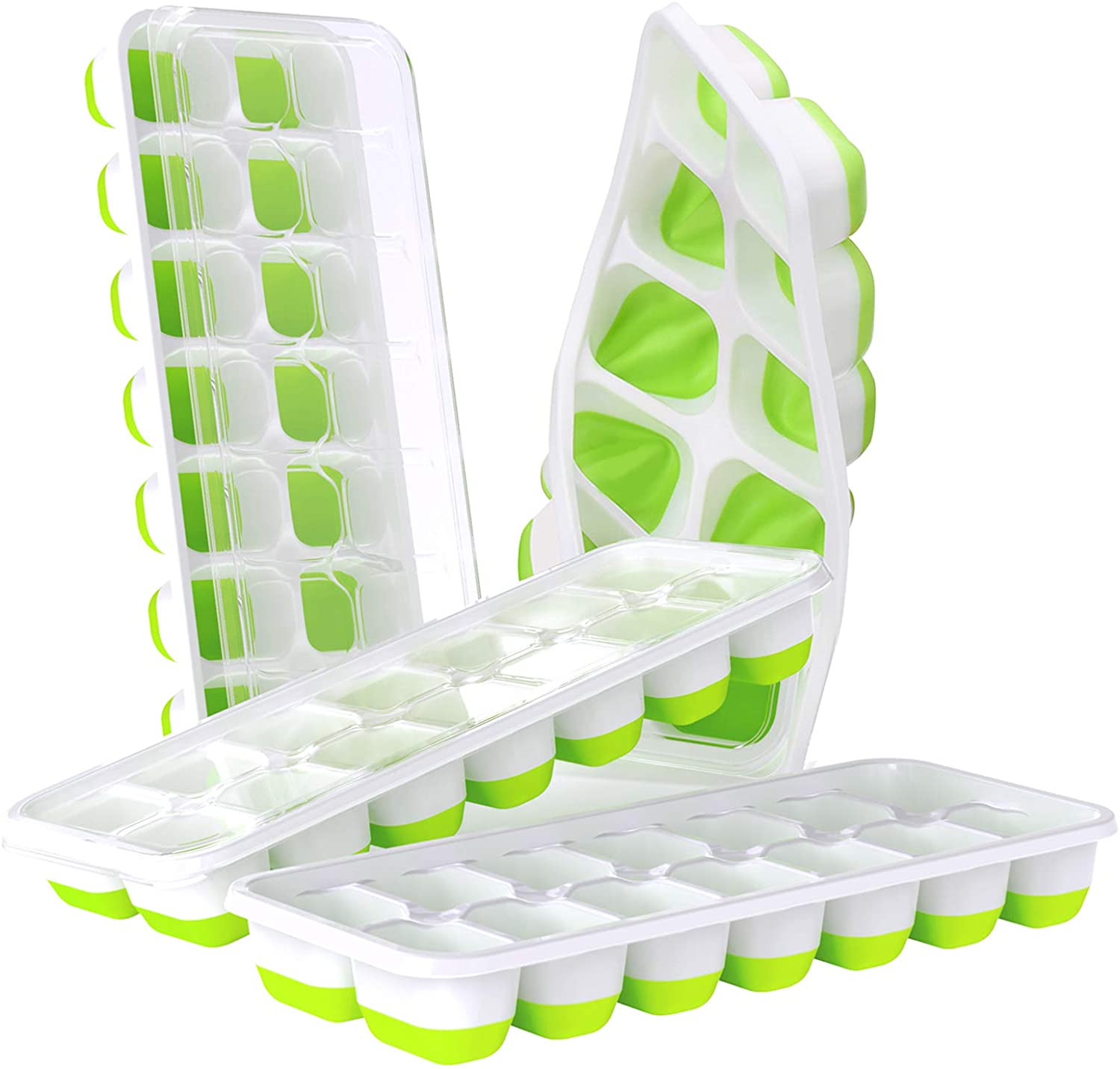 Factory Supply Amazon Best Seller Ice Cube Tray Easy-Release Silicone and Fle-xible Ice Trays with Spill-Resistant Removable Lid