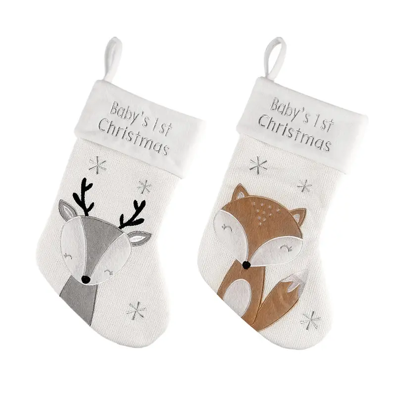 SJ0996 luxury wool white fox 2020 new design baby's first Christmas gifts stocking