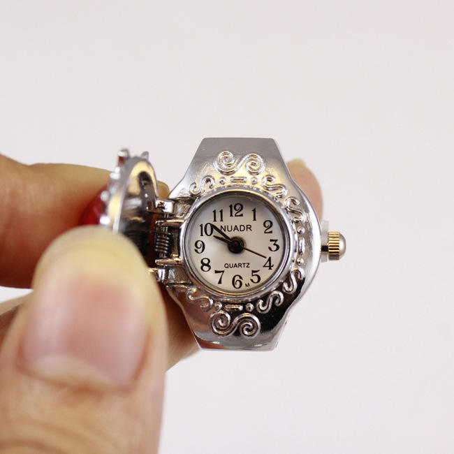 Hifive Wholesales New Arrival Creative Flip Digital Watch Ring Multi Color Sun Flower finger Ring Watch Teenager Jewelry Gift