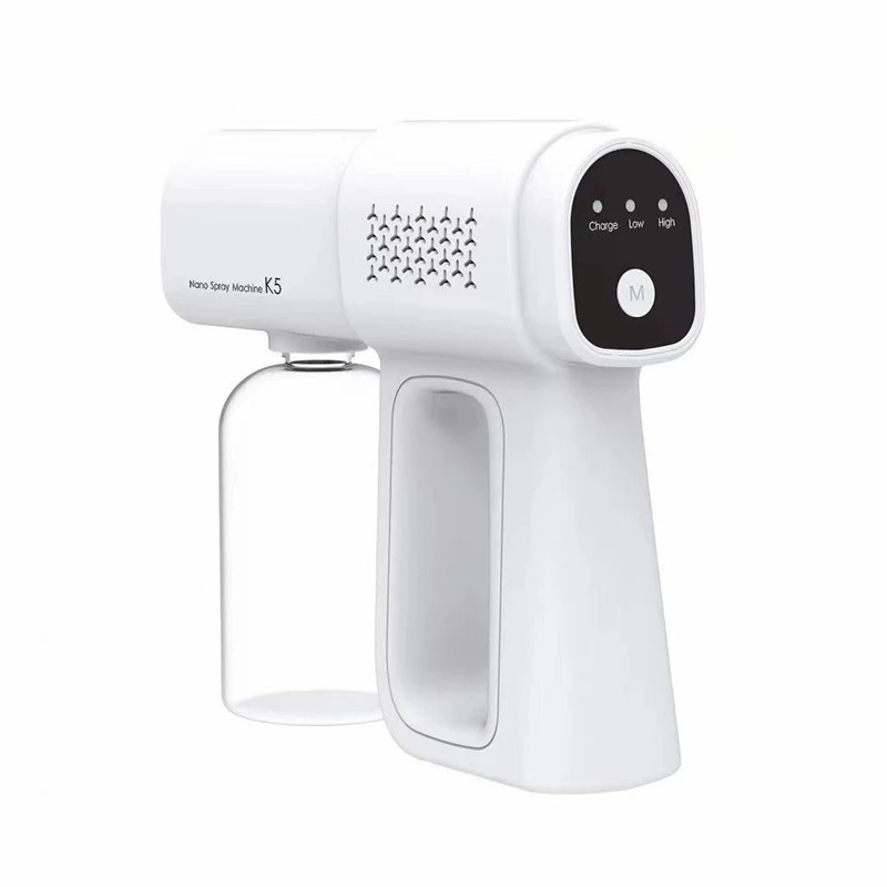 A K5 Nano Spray Gun Blue Light Alcohol Disinfection Sprayer USB Rechargeable Atomization Disinfection Gun For Home Garden