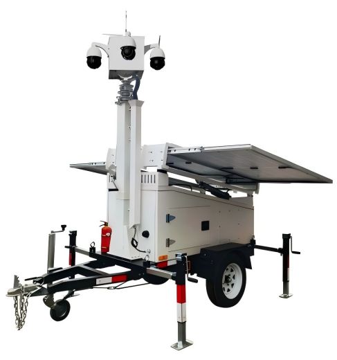 2025 Hot solar security CCTV trailer monitoring system with telescopic mast 4g wifi camera