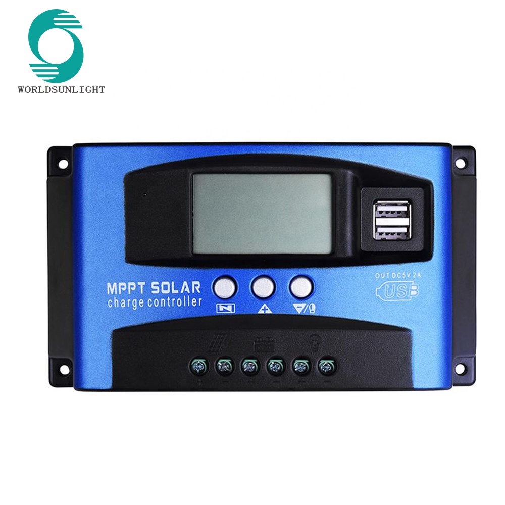 WSSCC-4 30A 60A 100A Авто 12/24V Панель солнечных батарей регулятор заряда аккумулятора двойной USB выход 5V MPPT Контроллер заряда для фотоэлектрических систем