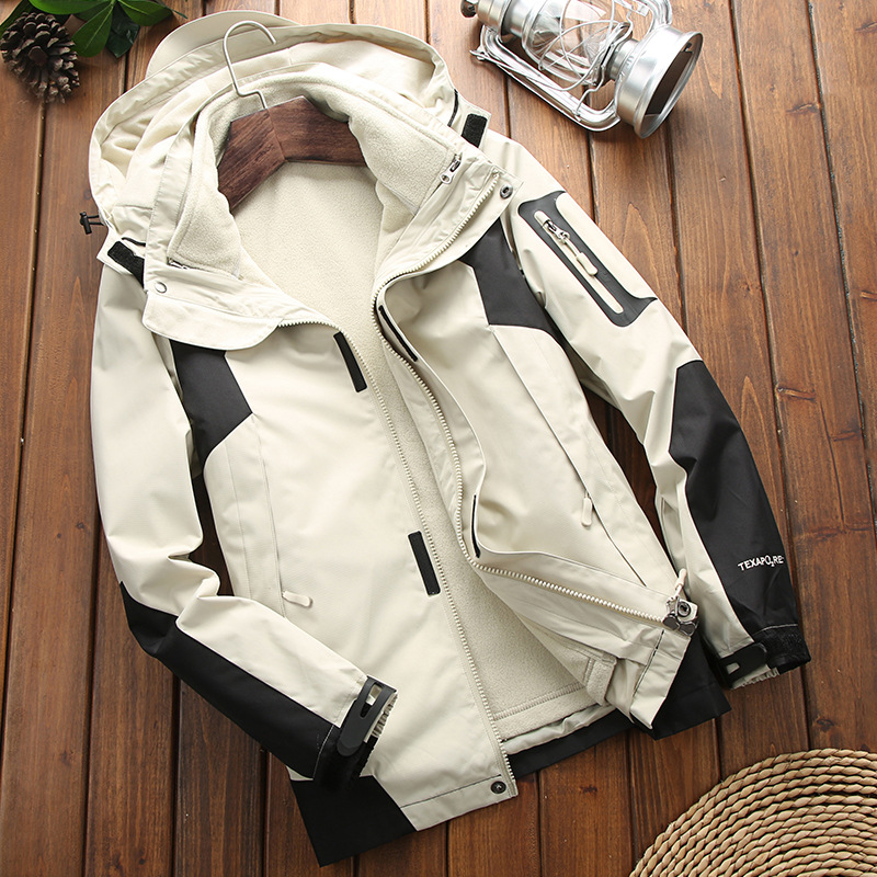 XUANYANG Men's and Women's Jackets Fleece Jackets Men's Thickened Two-piece Jackets Hiking Suits Warm Jackets