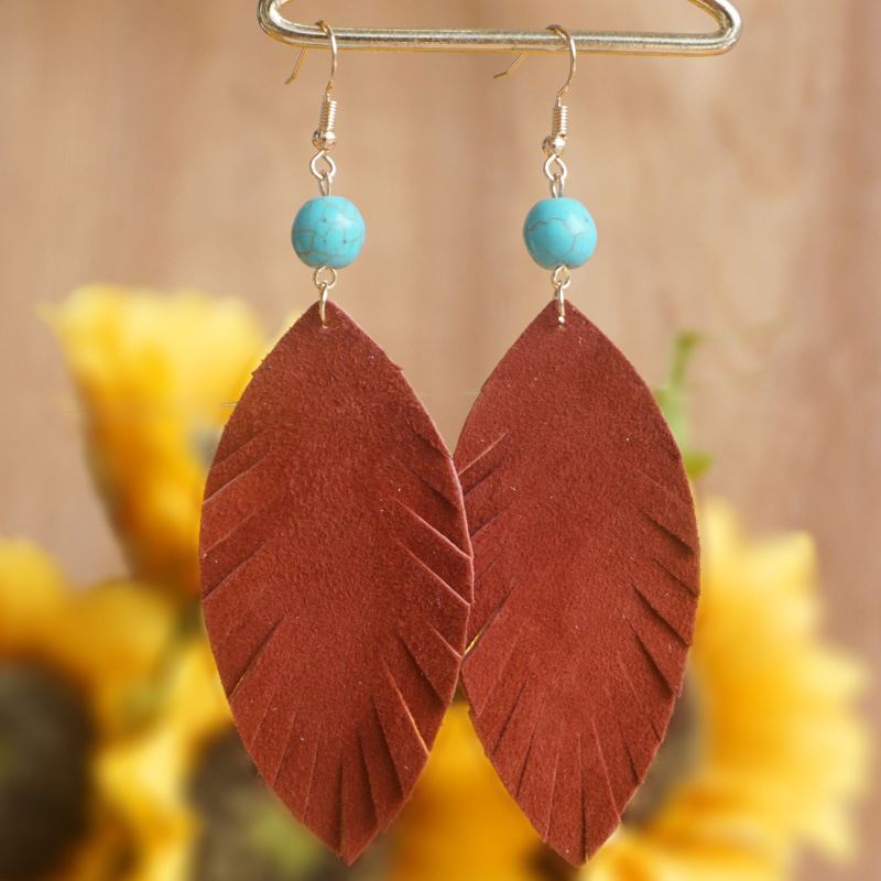Quality Cashmere Earrings Fresh Leaf Shape Elegant Stylish Sheepskin Hoop Earrings Ready To Ship Wish