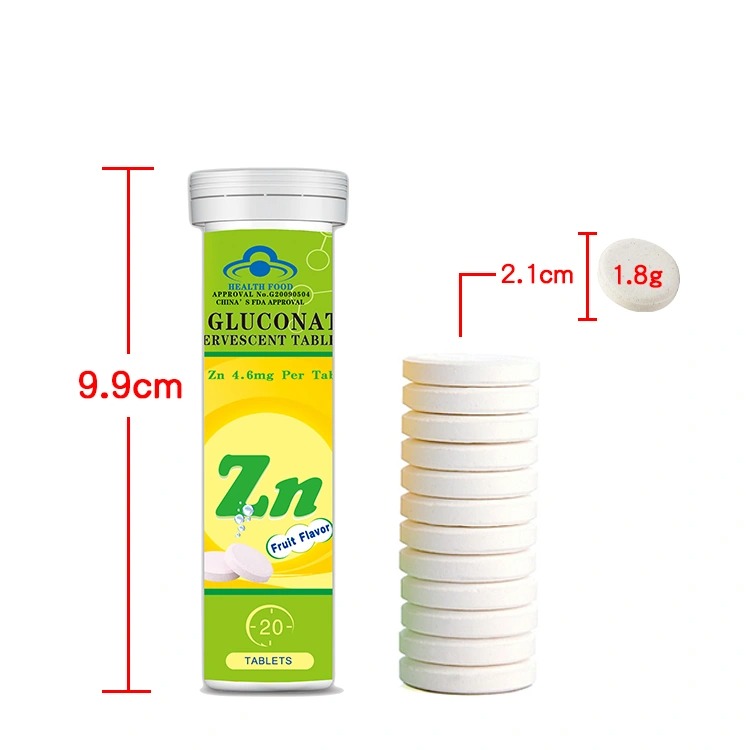 Zinc Gluconate Effervescent Tablet ca fe zn se 1000mg 500mg fizz for Children Adults