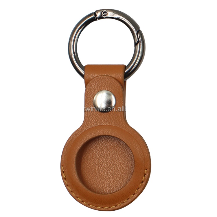 Wholesale Airtag Case PU Leather Protective sleeve for Airtag Case Key Ring Keychain Holder locator anti-lost bag Apple tracker