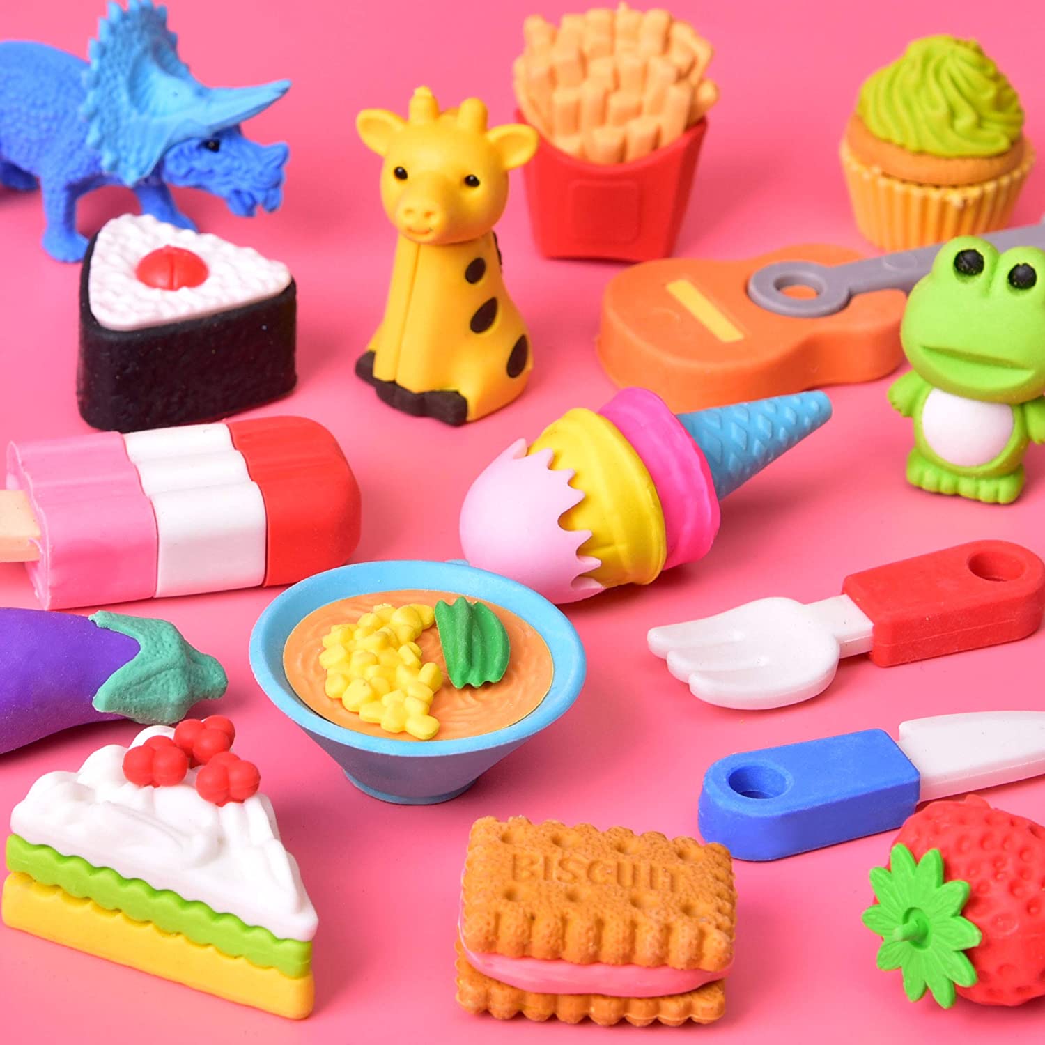 Erasers for Kids Classroom Prizes, Gifts for Kids, Removable Assembly Animal Puzzle Erasers for Party Favors