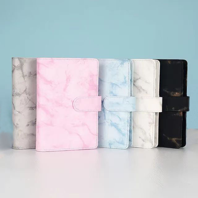 Wholesale A6 PU Leather Binders Refillable 6 Rings Loose Leaf Binder Cover for A6 Journal Filler Paper Budget Folder