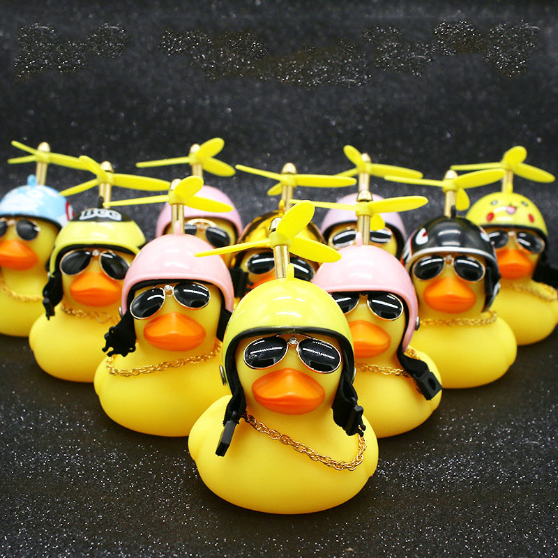 Bicycle Duck Bell with Light Yellow Duck Broken Wind Helmet Bike car Accessories Bicycle Duck Bells