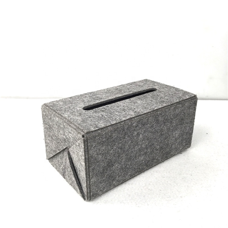 2022 grey desktop collapsible felt storage container decorative felt paper tissue box