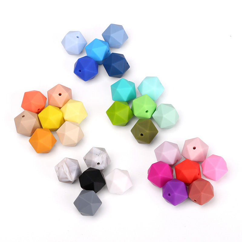 17 мм 14 12 9 Hexagone еда Класс детские силиконовые бисера кормящих зубов игрушечные лошадки бусины