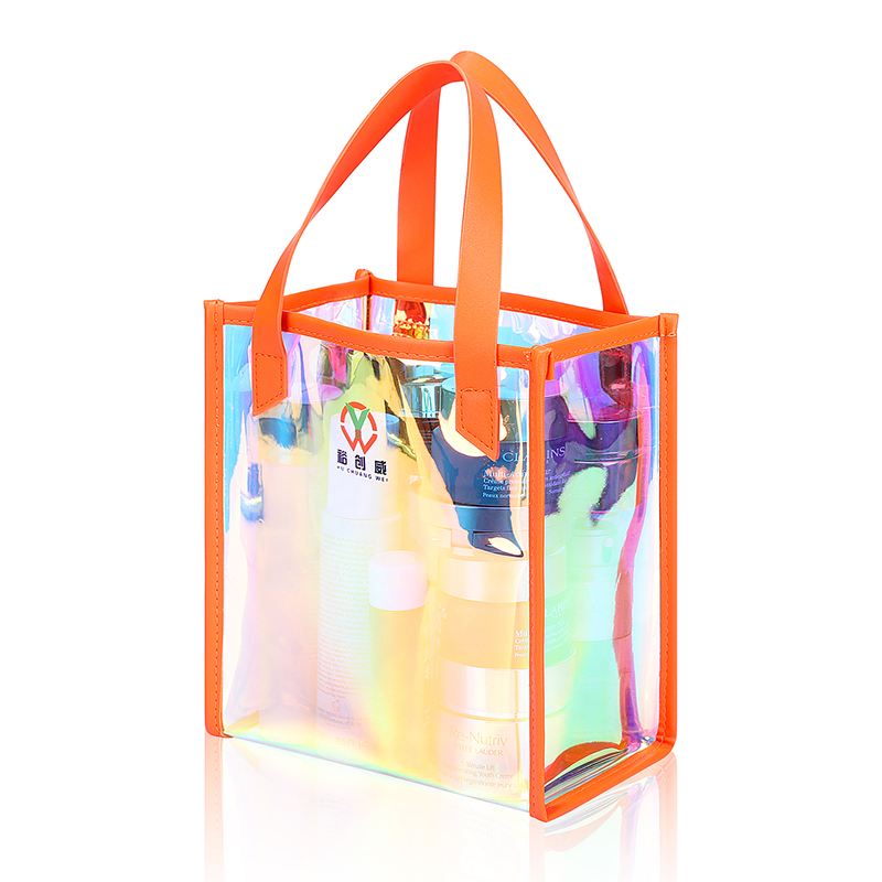 Waterproof PVC Clear Beach Bags Holographic PVC Travel Work Storage Tote Bags