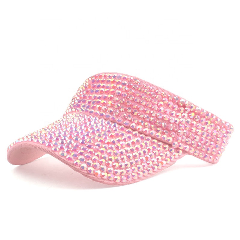 Hot Selling Full Diamond Visor Hat Glitter Rhinestone Luxury Sunhat Fashion Women Travel Visor Hat Sombrero Para El Sol