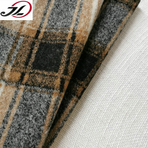China Manufacturer wool poly blend knitted yarn dyed check woolen fabric