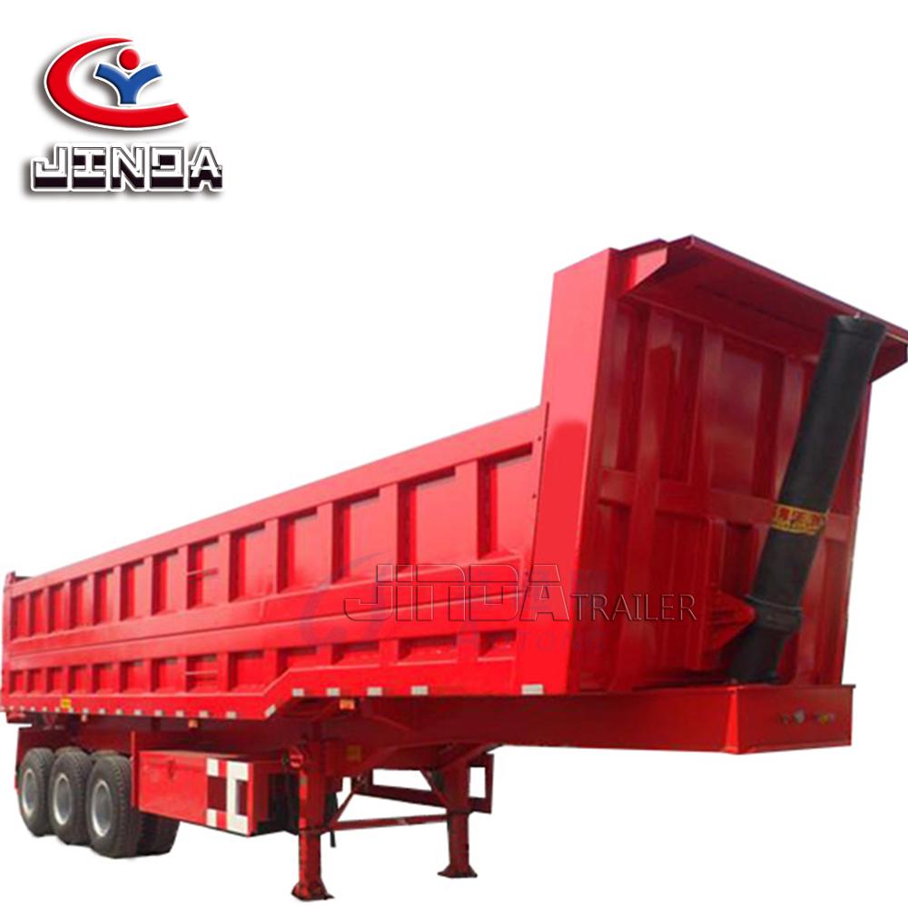 Factory hot sale in Uzbekistan 45 cubic meters dump trailer hydraulic 3 axles rear tipper dump semi trailer for sale