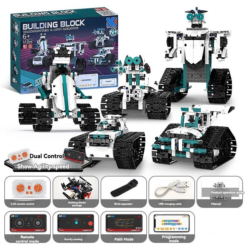 5-in-1 Steam App Programming Building Block Set Kids Education Electric DIY Assembly Toys Stem Robot 3D Puzzle Toy