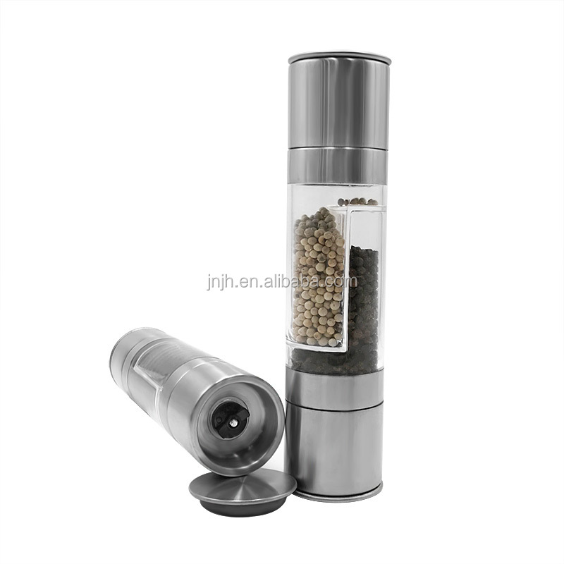 Factory Wholesale Two In One Aluminum Plastic Bottle Spice Grinder Salt And Pepper Grinder