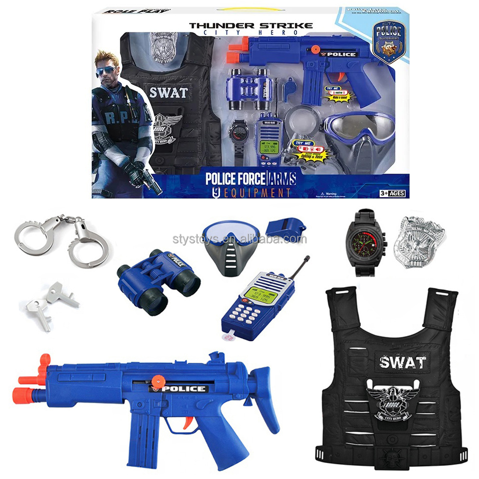 Kids Police Role Play Toy Kit Boys Cosplay Toys Funny Pretend Play Police Toy Set