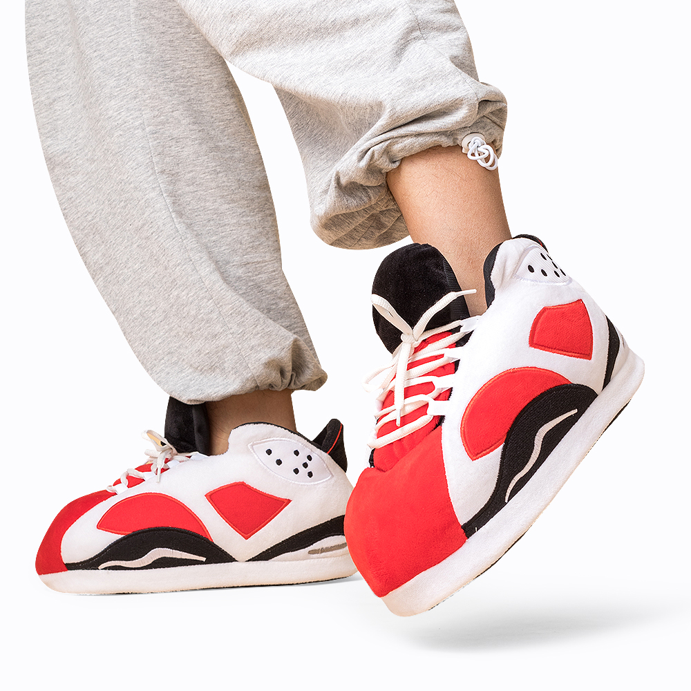 New yeezy style sneaker slippers house shoes slippers red big AJ sneaker slipper