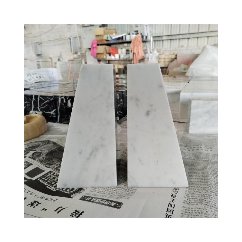 SHIHUI Wholesale Custom Desktop White Marble Bookends Nordic Bookstand Decorative Home Ornament Marble Book Stand Ends Holder