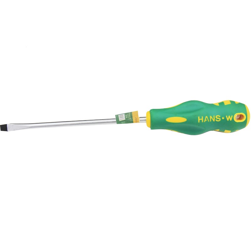 Hot Sale HANS.w Industrial Quality Slotted Screwdriver with double color handle, Magnetic Screwdriver, CR-V Steel Screwdriver