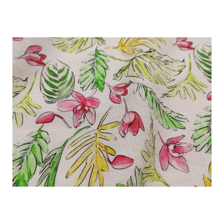 Custom High Quality Cotton Linen Crepe Printed Fabric for women dress