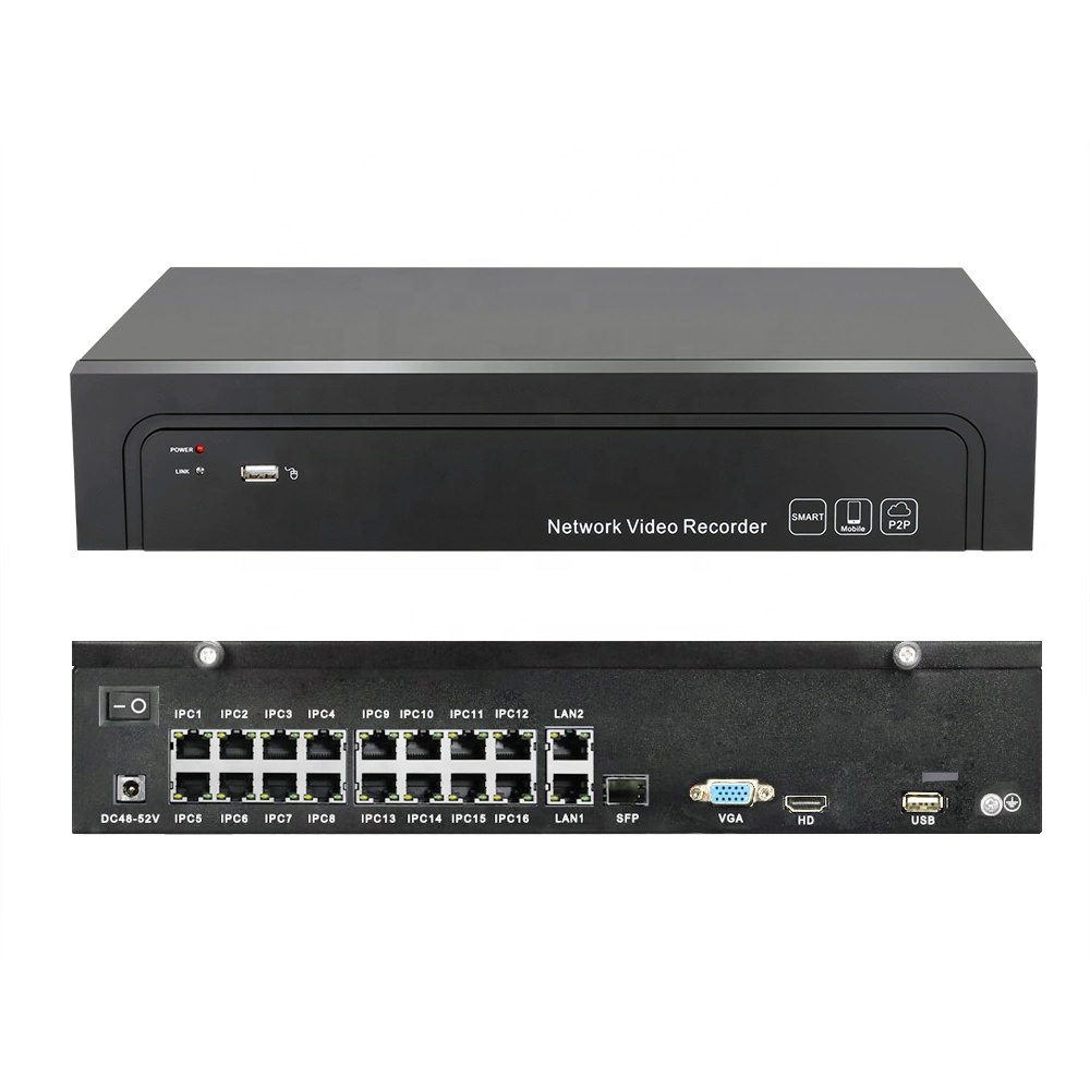 Видеорегистратор ONVIF 2SATA 16ch 4K 8MP PoE NVR CCTV для системы видеонаблюдения