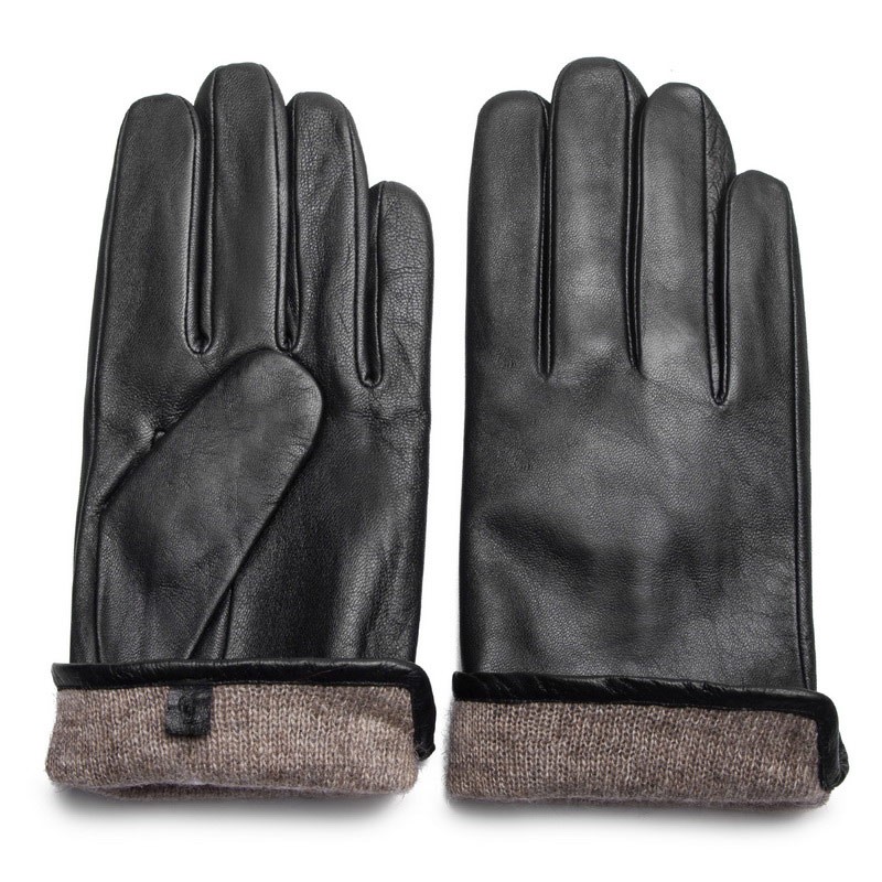 Hot style Man's Custom Car Driving Cashmere lined Sheepskin Lambskin Riding leather Gloves Winter Warm