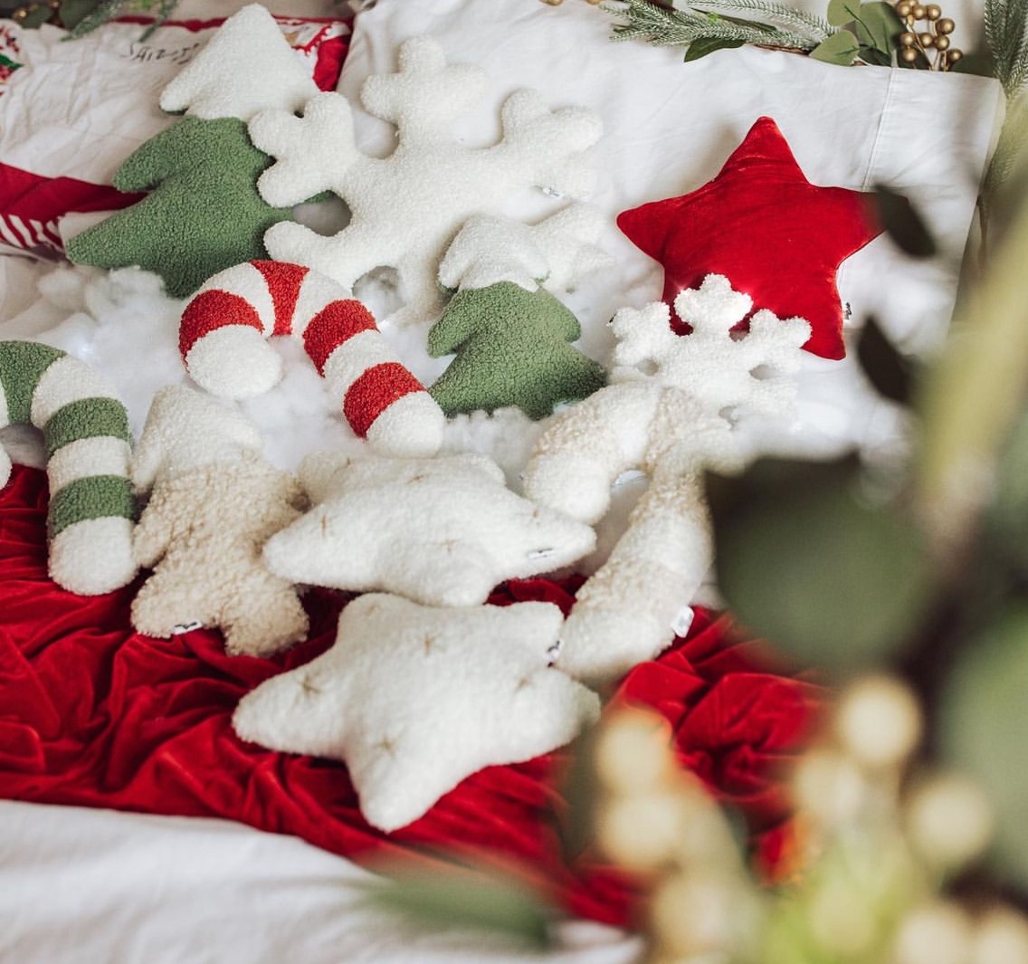 Christmas Collections Fluffy Teddy Comforter Playgym Toys Candycane Cushion Bouncle Christmas Snowy Tree holder Cushions