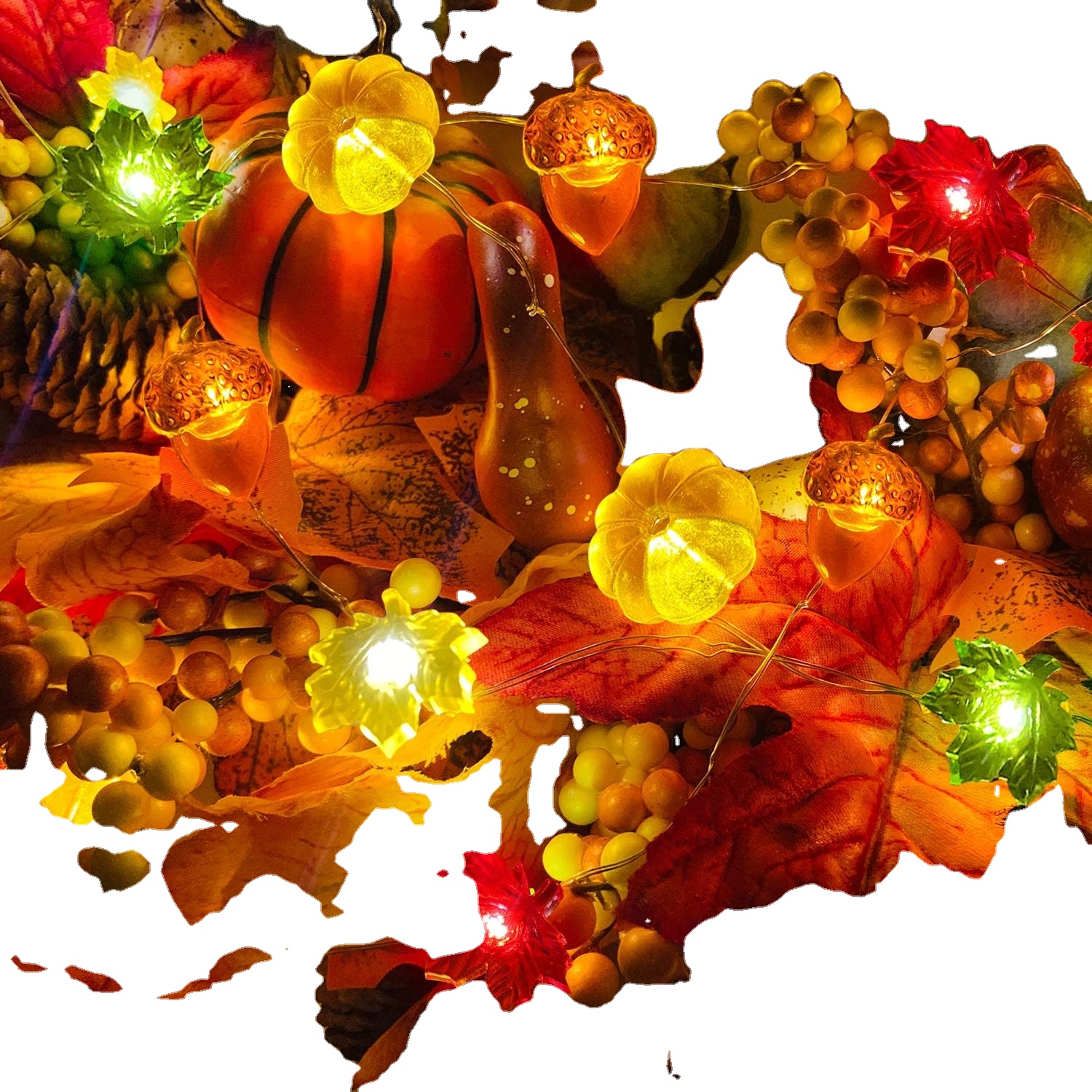 Pumpkin Maples Acorns String Lights Fall Decor for Fall Autumn Halloween Thanksgiving Home Party Holiday DIY Decorations