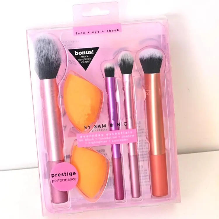 HZM hot sales 1/3/4 Pieces Custom make up brushes sponges makeup brush set