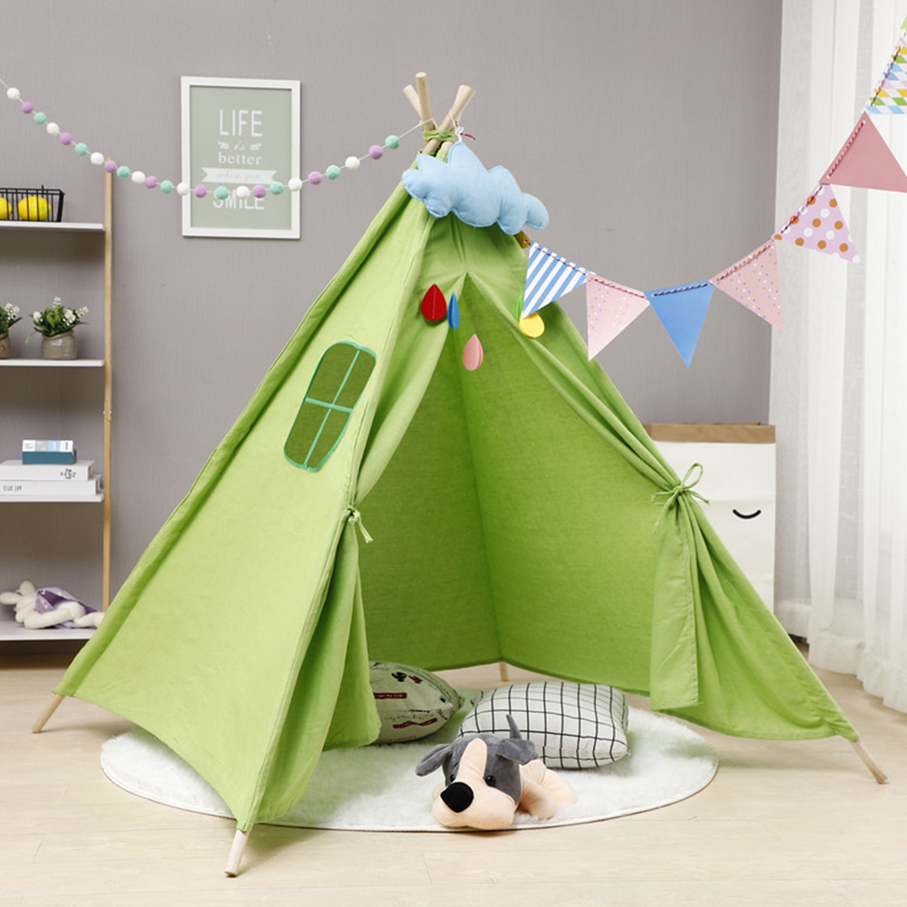 2020 New Teepee Tent for Kids Foldable Children Play Tents Canvas Playhouse Toys for Girls and Boys Children's Tent //