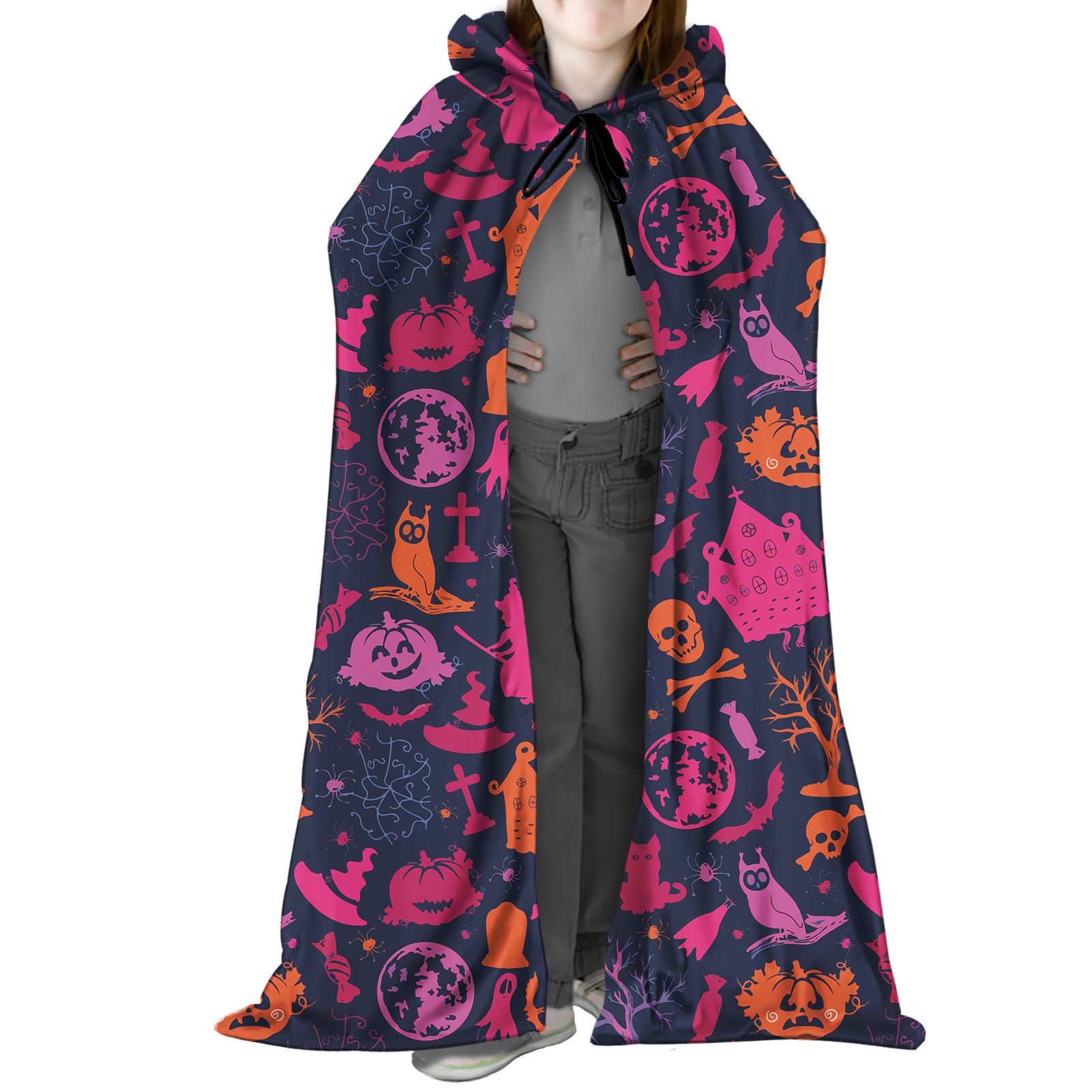 Cute Halloween costumes for Boys with Happy Pumpkin Owl Cemetery Personalized Add Your Own Image Custom Adult Sublimation Capes