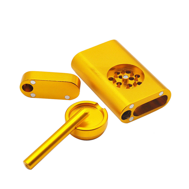 Promotional sale pure color rectangular aluminum alloy suit storage tobacco shredder weed smoking portable tobacco grinder