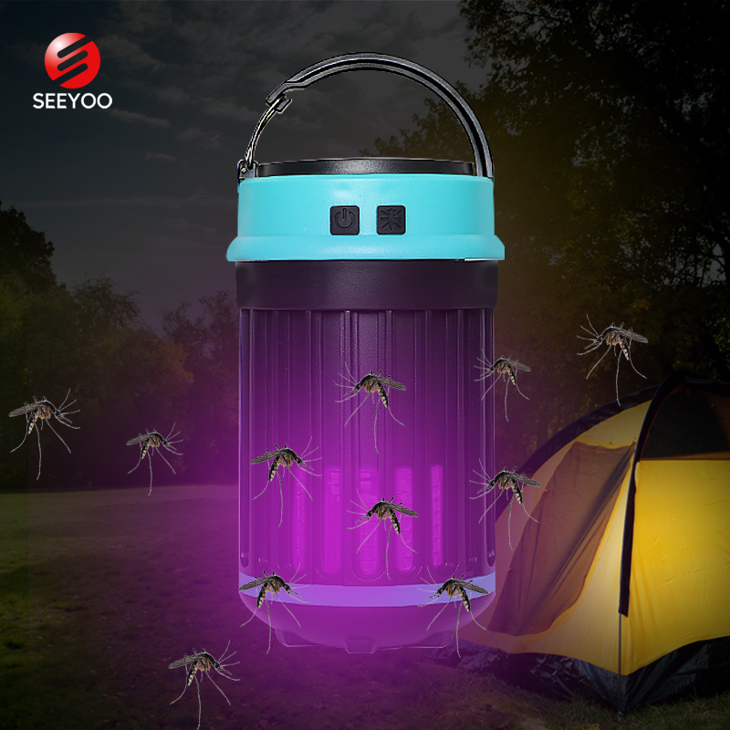 Outdoor Mosquito Killer Lamp Bug Zapper Light Portable Hanging Solar Led Rechargeable Camping Lantern