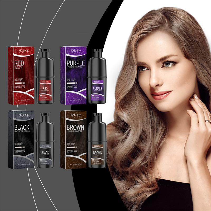 EELHOE 100ml hair dye shampoo nourishing strength improving luster increasing red brown purple black color shampoo hair dye