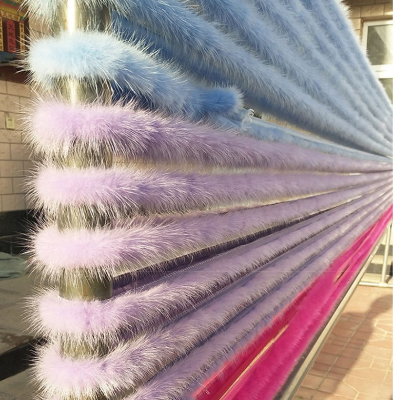 High Quality 100% Real Mink Fur Skin Real Mink Fur For Vest And Coat material Clothing Blanket dyed fur striped