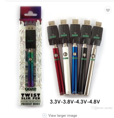 Ooz оптовая продажа 320mAh тонкая ручка твист батарея с интеллектуальным USB зарядным устройством для испарителя CBD