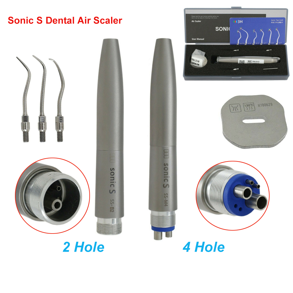 Orthdent 1Set Dental Ultrasonic Air Scaler Sonic S 2/4 Holes Handpiece 3 Tips Hygienst Dentistry Oral Cleaning Tools Instruments