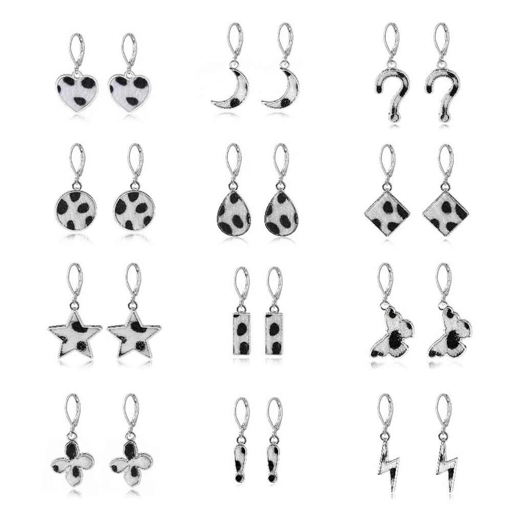 Laodun Milk Pattern Leather Earrings Geometric Popular Fashion Wholesale Alloy Earrings for Women