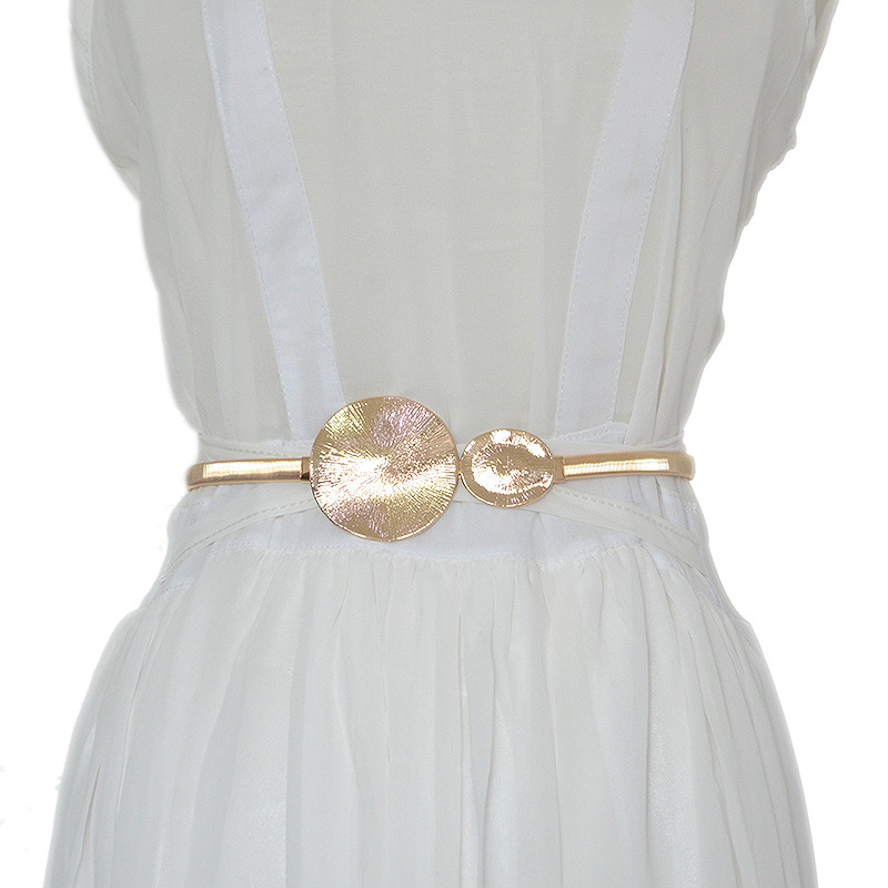 Personality Body Chain Decoration Elastic Round Buckle Circle Thin Waist Chain Ladies Metal Spring Waist Chain