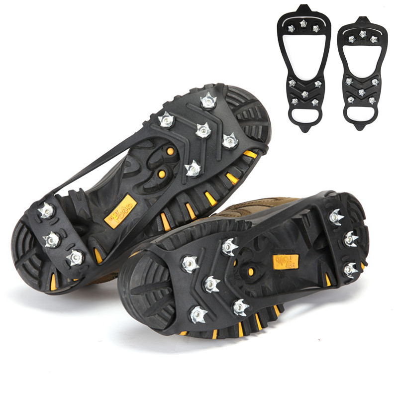 8 Teeth Crampons Ice Snow Cleats Shoes Grips with Anti Slip Stainless Steel Safe Protect Spikes Shoes