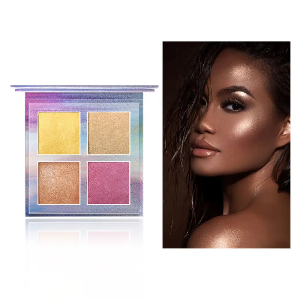 Custom Shimmer Highlight Makeup Palette Waterproof Face Bronzer Highlighter Powder