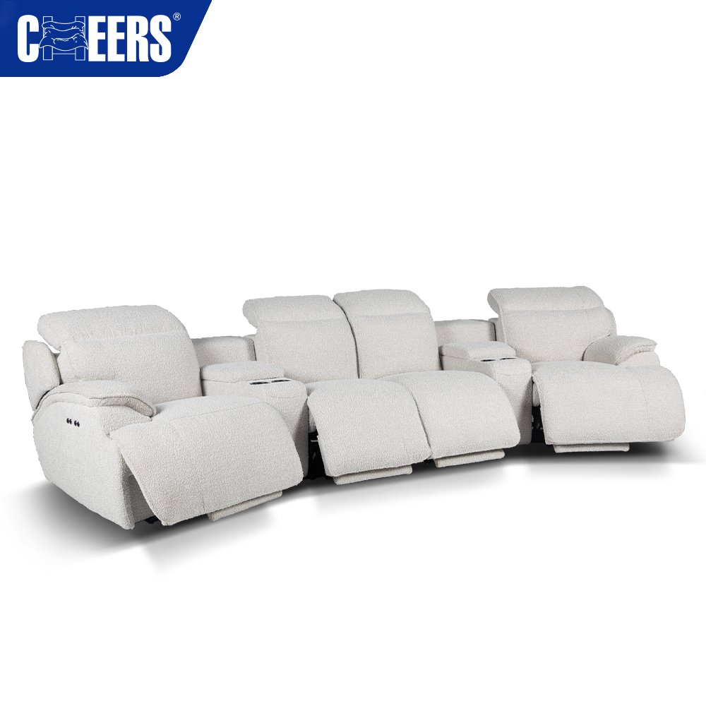 MANWAH CHEERS Power 4-Seater Modern Fabric Zero Gravity Sofa Set with Cup Holder and Storage Home Theater