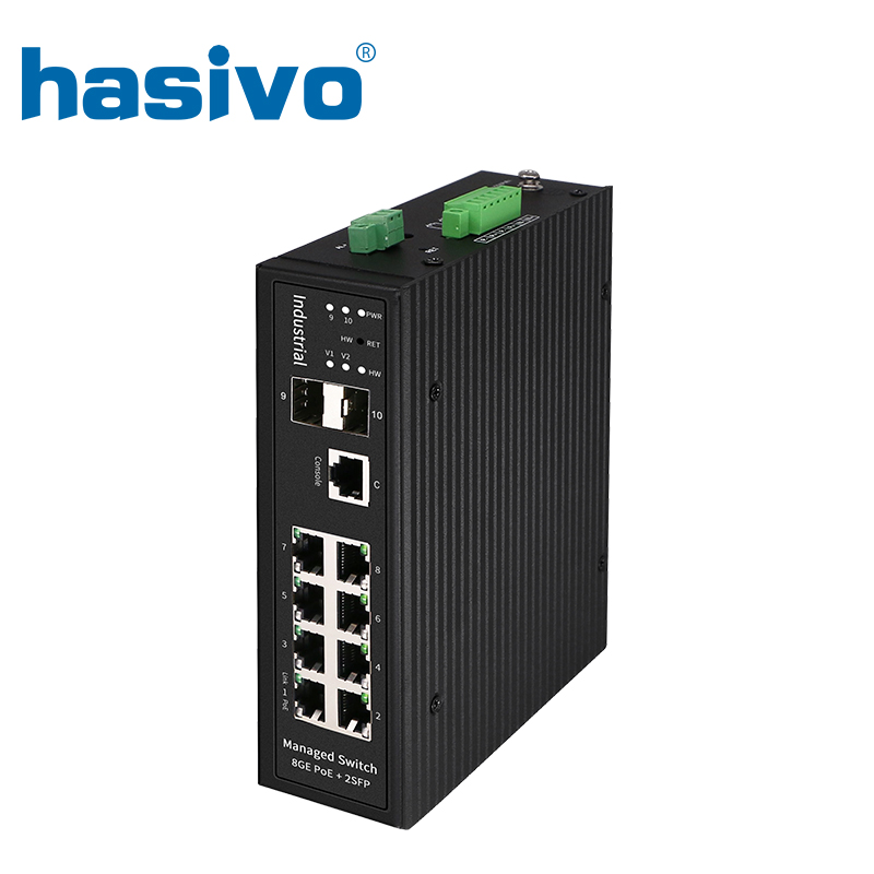 Коммутатор Ethernet PoE с 8 портами, полный гигабитный, управляемый В индустриальном стиле, сетевой коммутатор с 2 SFP DIN-рейкой, 24 В/48 В, BT_90W
