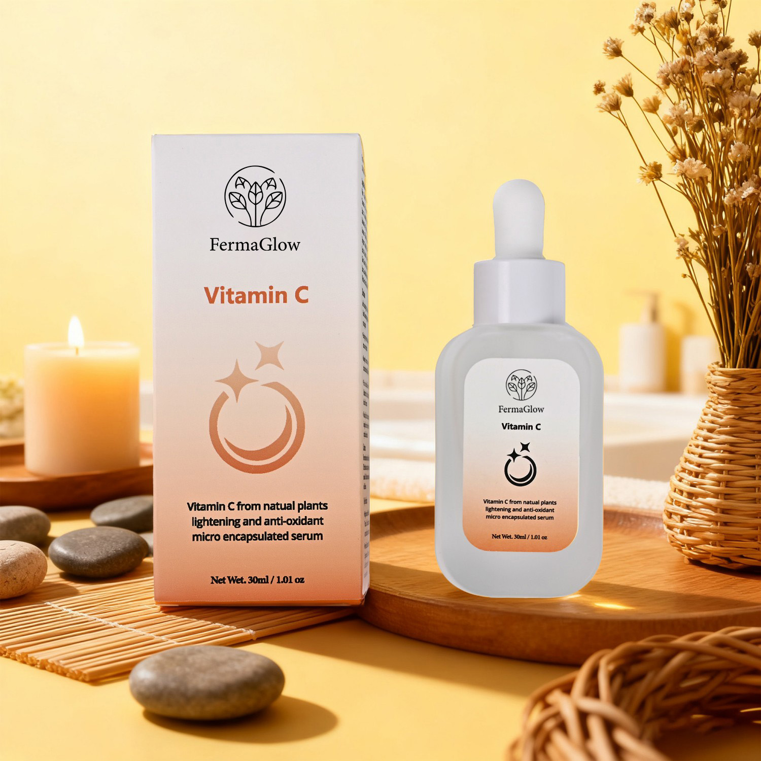 Fermented Vitamin C Private Label Whitening Hyaluronic Acid Retinol Anti Oxidant Face Serum Beauty SPA for Fine Lines Wrinkle