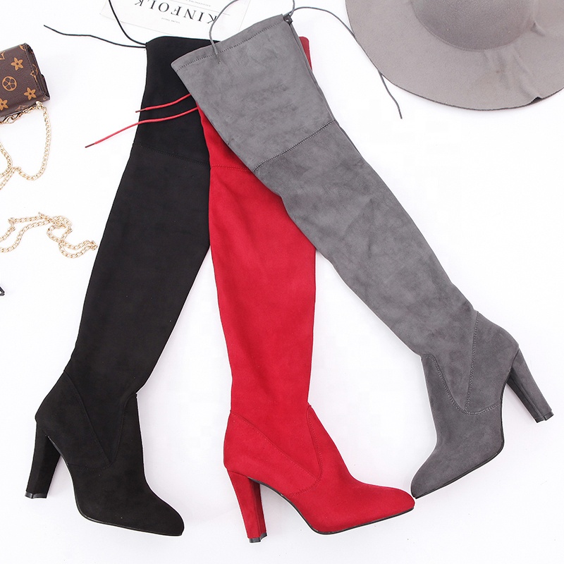 Custom Stretch Fabric Ladies Sexy Thigh High Boots Women Shoes Ladies Stretch Over The Knee High Women Boots