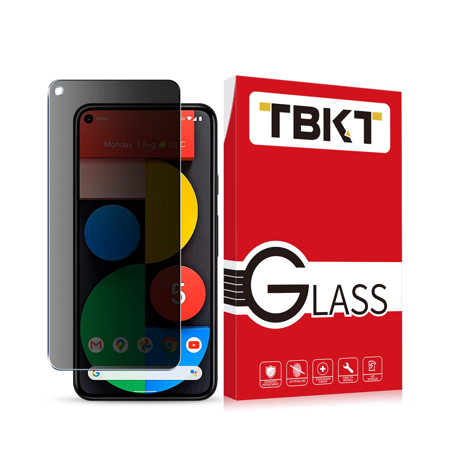 Full Glue 9H 2.5D Anti Peeping Spy Privacy Tempered Glass Screen Protector For Google Pixel 5