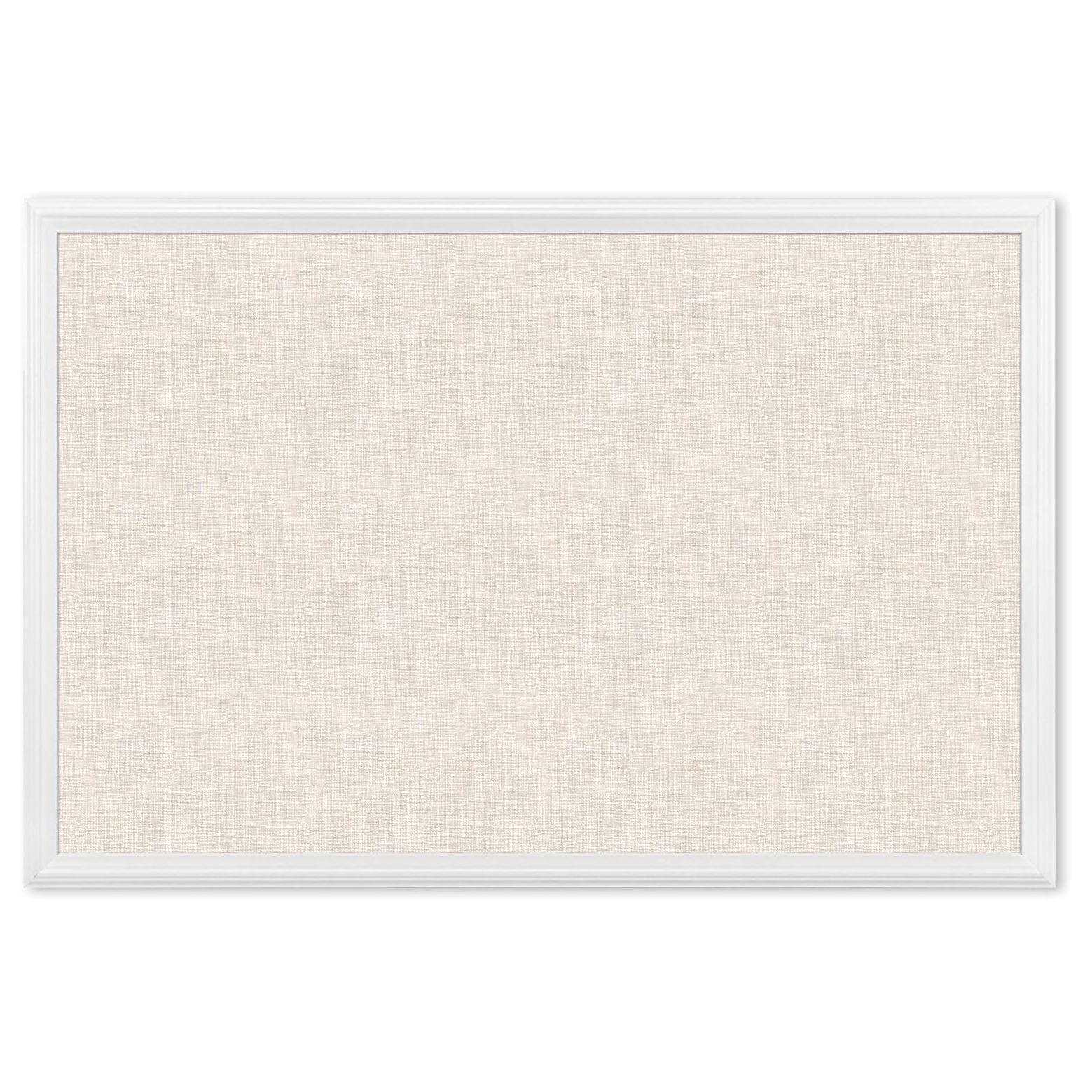 Wood frame white color fabric Bulletin pin Board