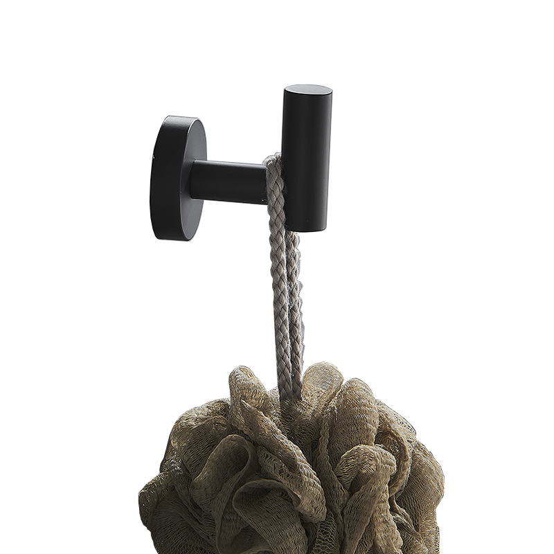 Black Single Robe Hook Coat and Hat Hook 304 Stainless Steel bathroom accessory black